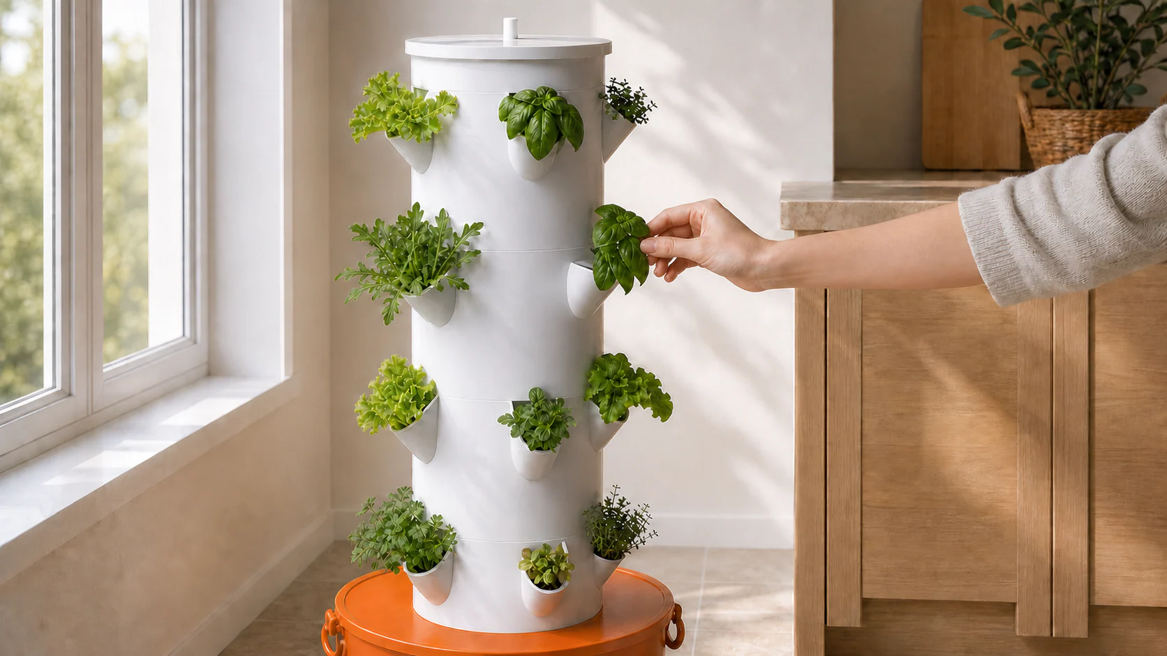 HydroGarden yetiştirme cebindeki ilk filize dokunan el